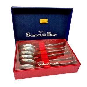 Wilkens Germany Boxed Set of 6 Coffee Spoons 90g Silver Plate Sommernachtstraum